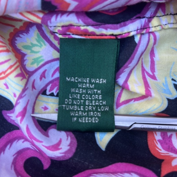 Ralph Lauren NWOT 3/4 sleeve button up beautiful bright floral print size 2XL - Picture 10 of 12